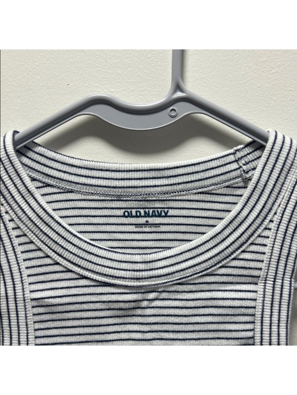 Women’s Navy Blue and White Striped Tank Top - Picture 2 of 2